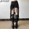 BITCED Fall Solid Color High-Waisted Sexy Mesh Ribbon Short Skirt for Women