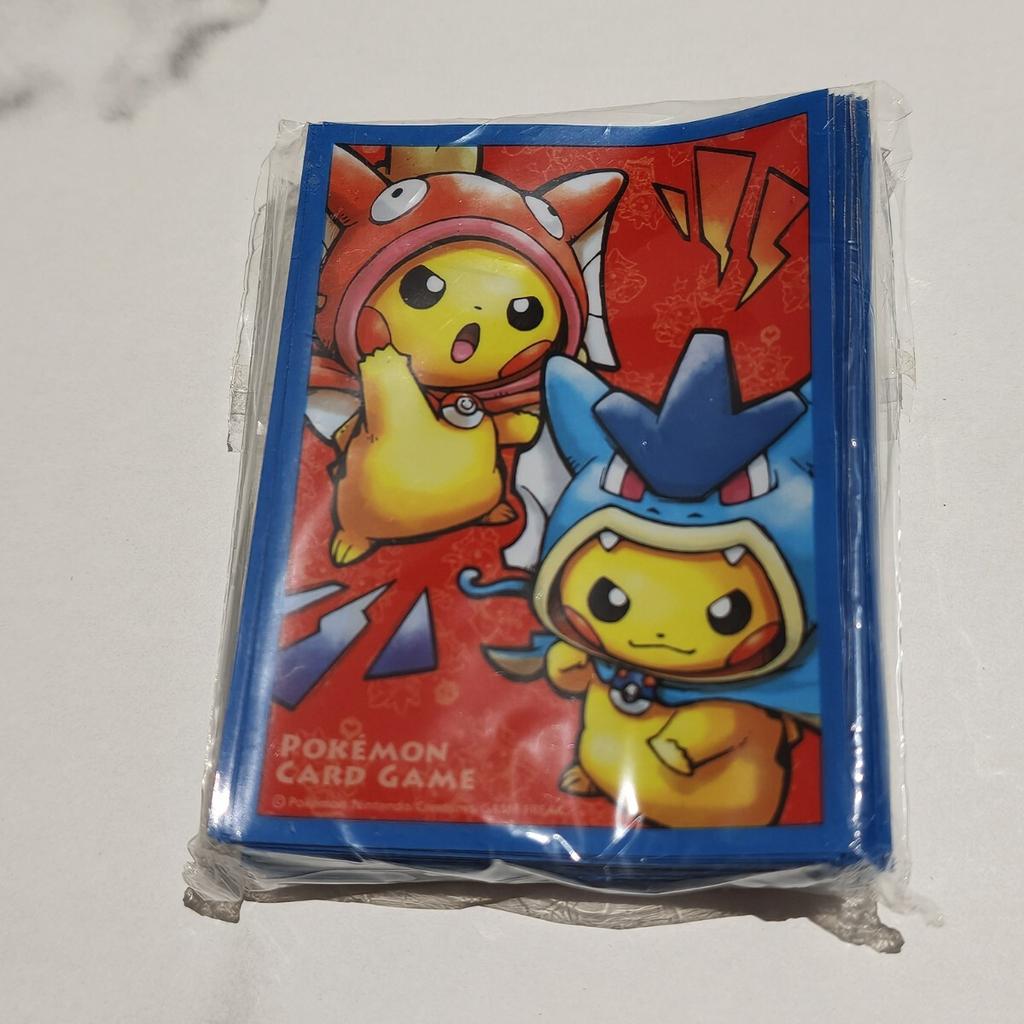 Pokemon Card Magikarp Gyarados Pikachu Deck Shields Brand Unopened 62 Cards Sleeves Pikachu Wearing a Poncho & New,