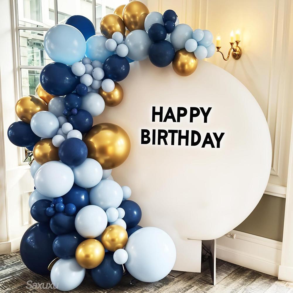 Königsblauer Ballonbogen-Bausatz, Babyblau, Goldkonfetti-Ballongirlande, Dekoration für Geburtstagsfeiern, Babypartys, Hochzeitsjubiläen