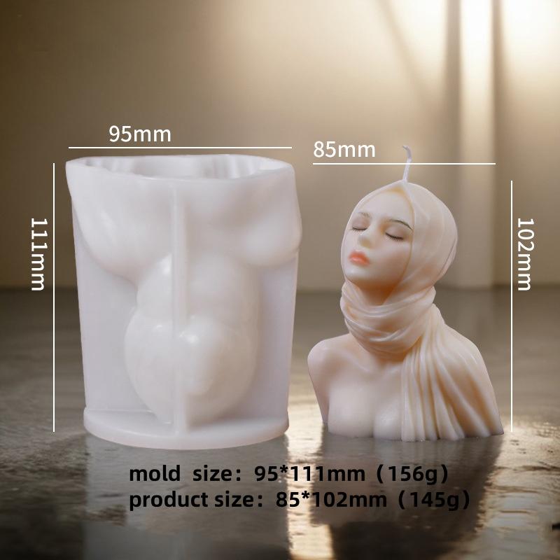 3D Sweet Goddess Candle Silicone Mold Handmade Female Half Body Portrait Aromath Candle DIY Gypsum Resin Molds Home Decor Gift