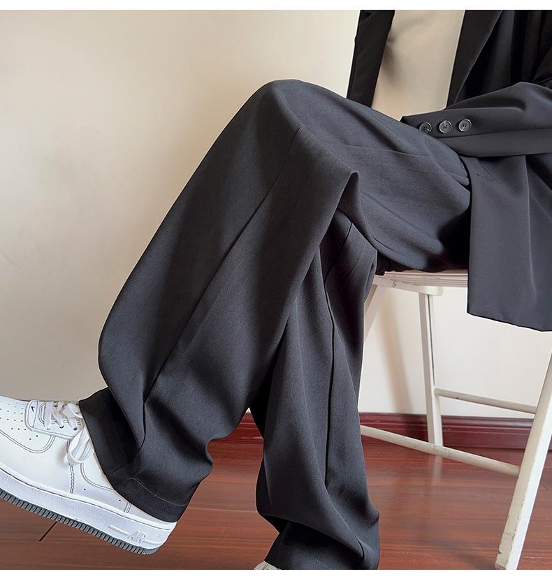 Schwarze Anzughose mit weitem Bein für Herren – Trendy Straight Fit für Frühling & Herbst