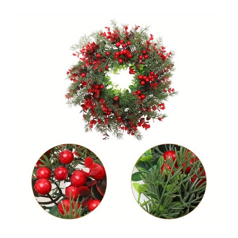 Fashion Christmas Garlands Green Portable Stylish Wreath with Berries Accent for Door and Wall Festival Decoration