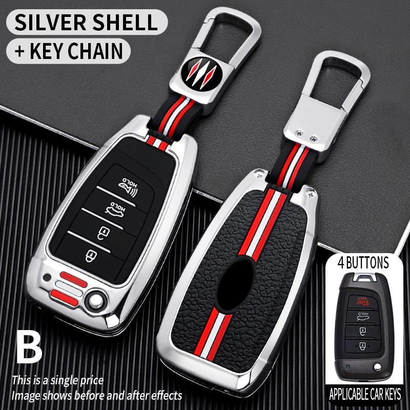 Zinc Alloy+Slicone Car Flip Key Case Cover Shell Fob for Hyundai Elantra Solaris Tucson I30 I35 I40 KONA Genesis Santa Fe Azera