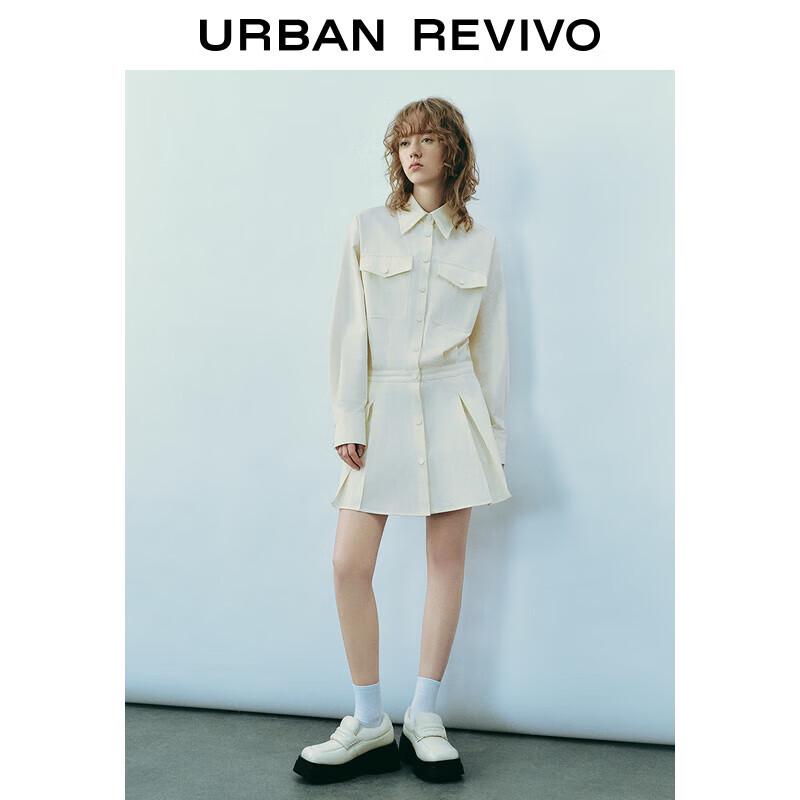 

UR Women s Urban Casual Lapel Collar Double Pocket Short Dress L