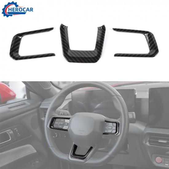 Car Steering Wheel Trim Cover Decor Bezel For Ford Mustang 2024-25 Carbon Fiber