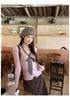 High-End Pink Knit Cardigan with Core-Spun Yarn Design for Autumn/Winter