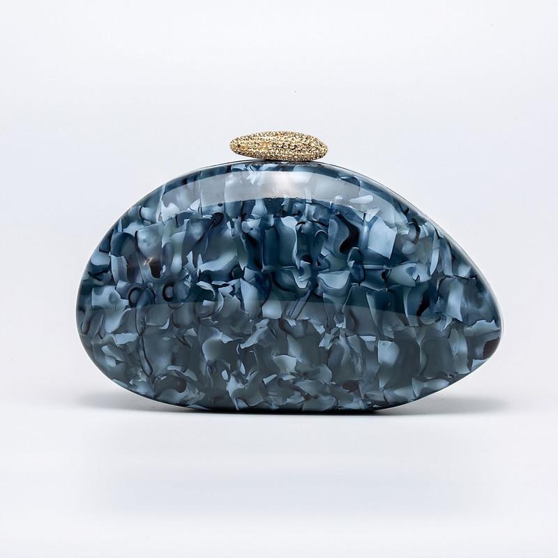 2025 Luxury Women Acrylic Irregular Shell  Evening Clutch Bag Stone-textured Diamond Wedding Party Handbag Fashion Crossbody Bag