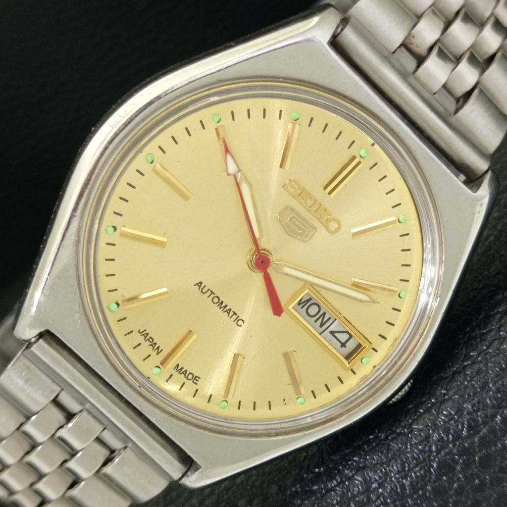 GENUINE VINTAGE SEIKO 5 AUTOMATIC 6309A JAPAN MENS GOLDEN DIAL WATCH A702603-1 R209-a702603