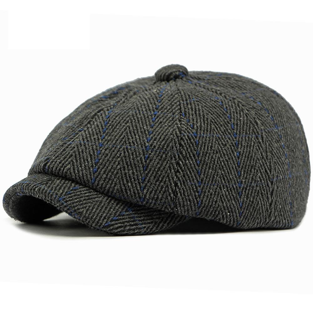 HT4964 Beret Cap Retro Artist Painter Plaid Beret Hat Male Female Ivy Flat Cap Autumn Winter Hat Adjustable Berets for Men Women