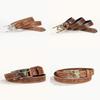 High Quality Pu Leather Belt With Bohemian Alloy Buckle For Men In Ethnic Style With Bull Head Print