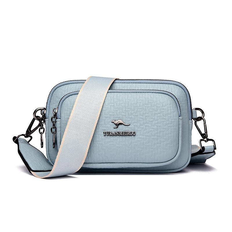 New Style of Women's Crossbody Bag Soft Leather Versatile Mother's Mobile Phone Fashionable One-shoulder Round Bag