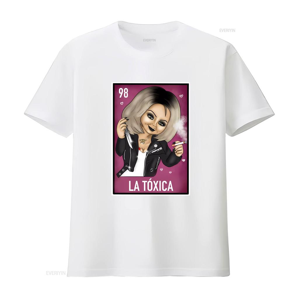 La Toxica Chuckys Bride Funny Mexican Loteria T shirt Perfect vintage Washed Stretched homme Soft Slightly fashion Casual