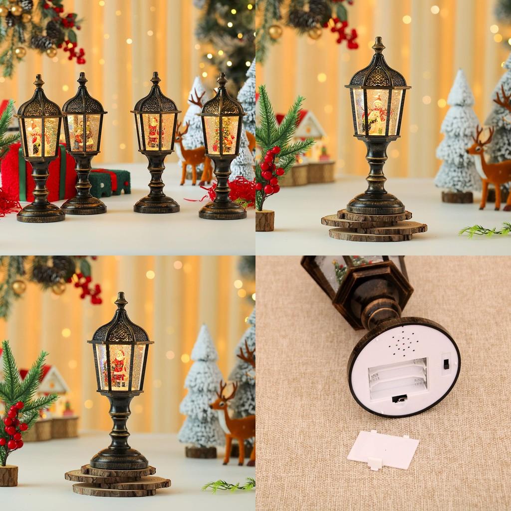 Christmas Snowman Figurine Vintage Table Lamp With Light Music And Snow Effect For Holiday Decor