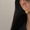 Light Luxury Metal Irregular Pleated Stud Earrings Polished Retro Niche Zircon Earrings High-end Fashion Exquisite Earrings