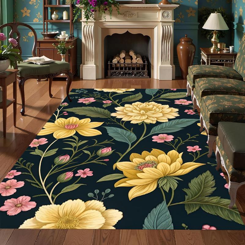 

Vintage Botanical Carpet Mat Rug Home Decoration Living Room Bedroom American Retro Berry Plant Pattern Soft Floor Covering 40X60CM