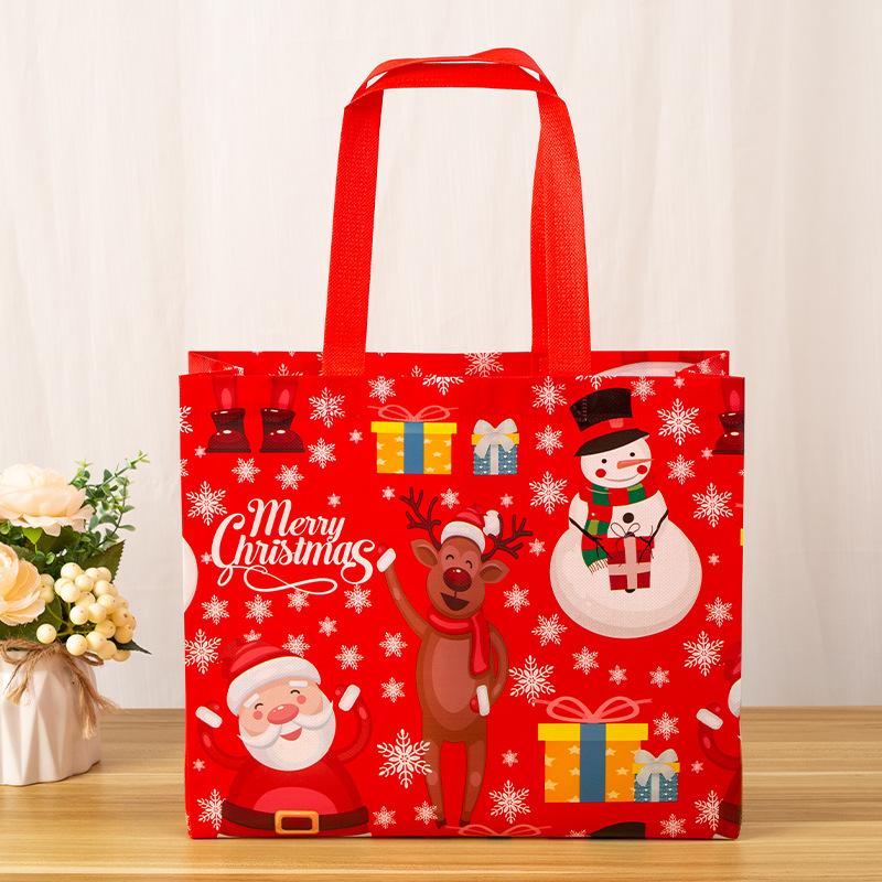 Weihnachtsmann Elch Schneeflocke Tragetasche Kindergeschenktaschen Verdickte Vliesstoff Wasserdichte Tasche Weihnachtsgeschenktaschen Weihnachtsdekoration