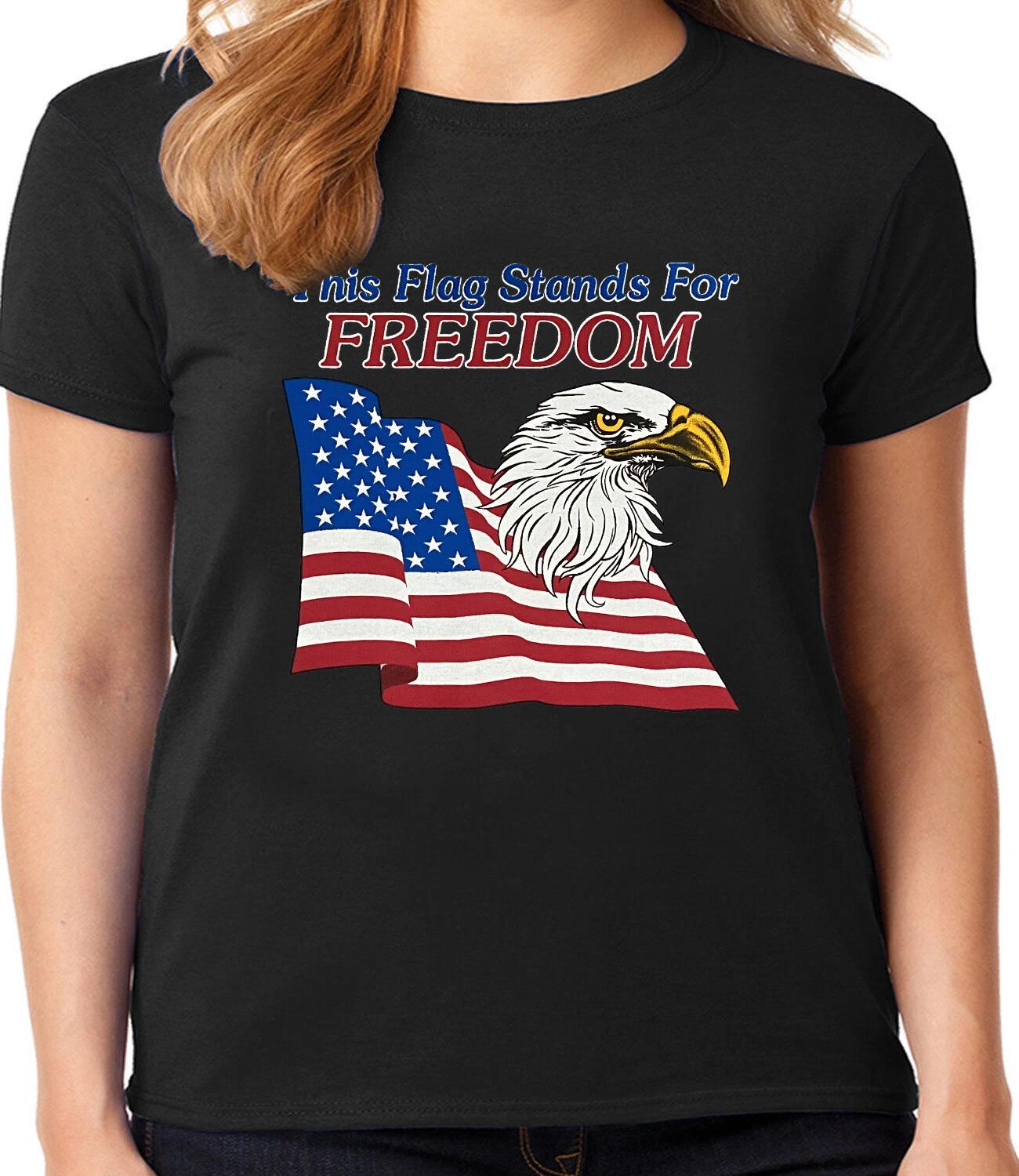 Freedom Eagle American Flag Patriotic T-shirt Ladies Womens Tee XXL