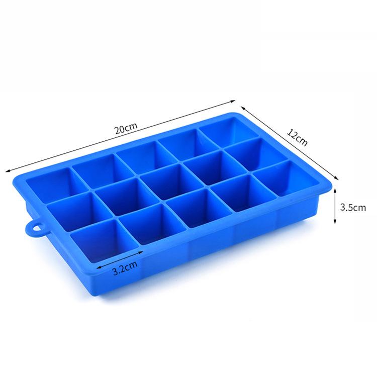 Silikon-Eisbox, quadratisch, für Eiswürfel, Schleifmittel, für die Hausbar, DIY-Eismaschine, 15 Gitter, Silikon-Eisgitter