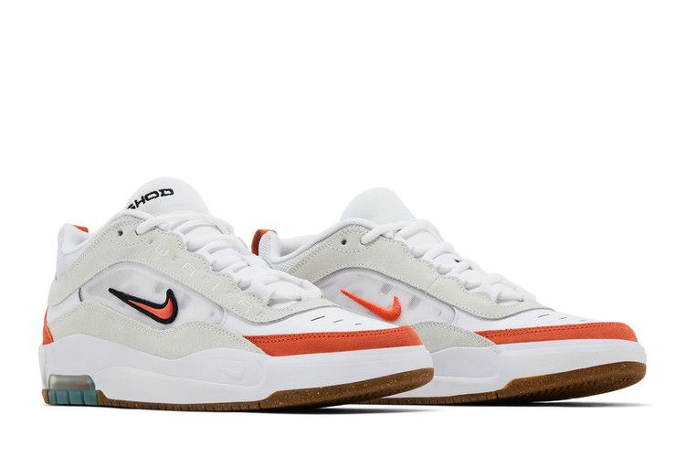Męskie Trampki Nike SB Air Max Ishod Wair Białe Pomarańczowe Guma Białe/Pomarańczowe-Szczytowa Biel-Czarne-Guma Jasnobrązowe