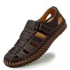 Fashion Men's New Summer Leather Sandals with Fashionable and Breathable Stitching Design, Casual Shoes In Sizes 38-47, Beach Shoes