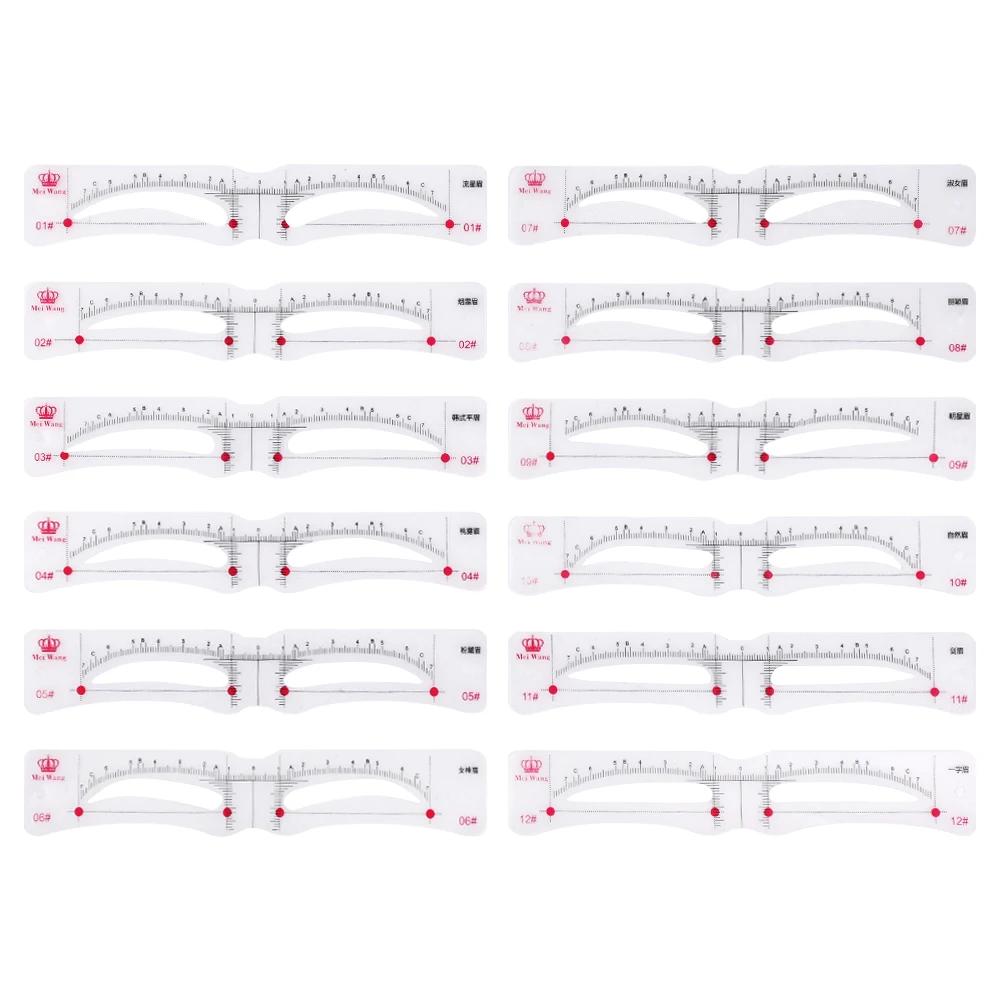 

12 Style Fixable Eyebrow Stencil Card Grooming Brow Shaper Template Reusable Stickers Makeup Drawing Eyebrow Stamp Beauty Tools
