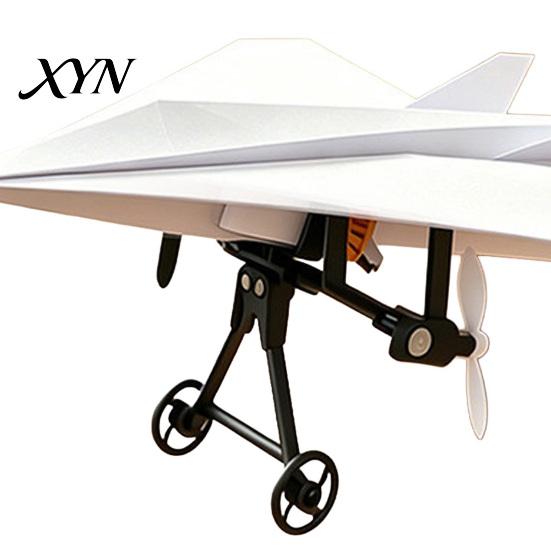 DIY Paper Plane Set RC Airplane Kit, Remote Control Electric Module with Gyro Aircraft Launcher Component Stabilizer, Dual Propellers, for Beginner