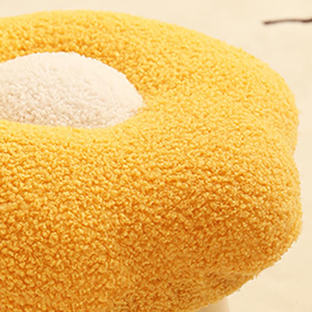 Small Foot Stool Cute Sunflower Soft Teddy Velvet High Resilience Wooden Footstools for Bedroom Living Room Sofa Yellow