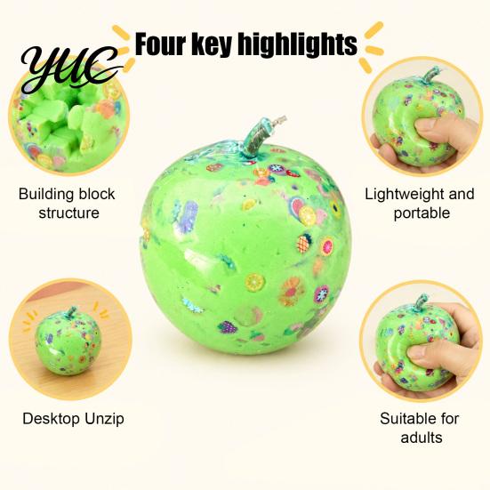 Decompression Toys for Relaxation Apple Squishy Toy, Fruit Squeeze Fidget Toy with Confetti, Soft Portable Anxiety Relief Stress Adults, Desktop