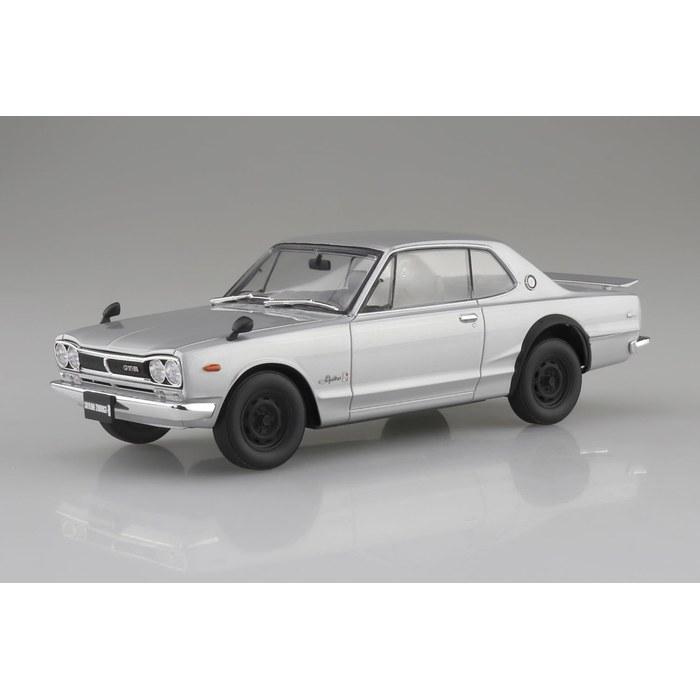 Aoshima 1/24 Snap Kit Series KPGC10 Skyline HT 2000GT-R 1970 (Silver) Pre-Colored Plastic Model 01-SI