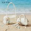 Toutou Shoulder Bag, Bowling Bag, Handbag, Casual Bag, White