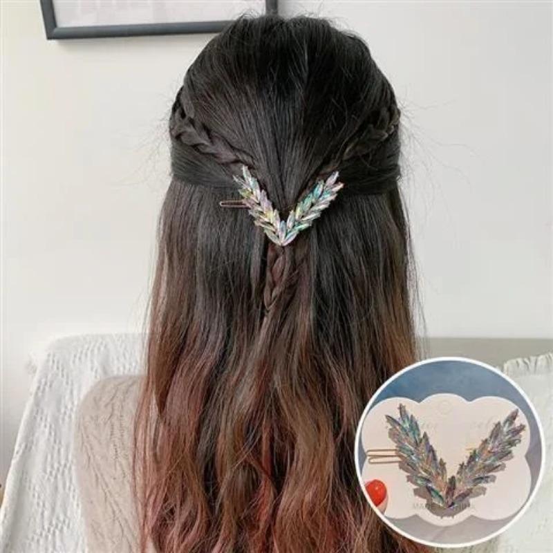 Luxury Shining Crystal Hair Clip For Women V Shape Buckle Hairpins Girls Hair Accessories Headwear Fashion Ornaments Gift
