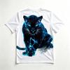 Neon Blue Panther 3D All Over Print Men's Crew Neck T-Shirt