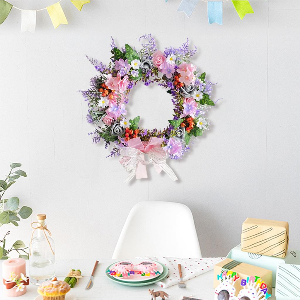 Wianek z symulowanych kwiatów w kształcie kokardy, wianek sezonowy, dekoracja do zawieszenia na drzwiach, rekwizyty świąteczne, dekoracja do zawieszenia na oknie