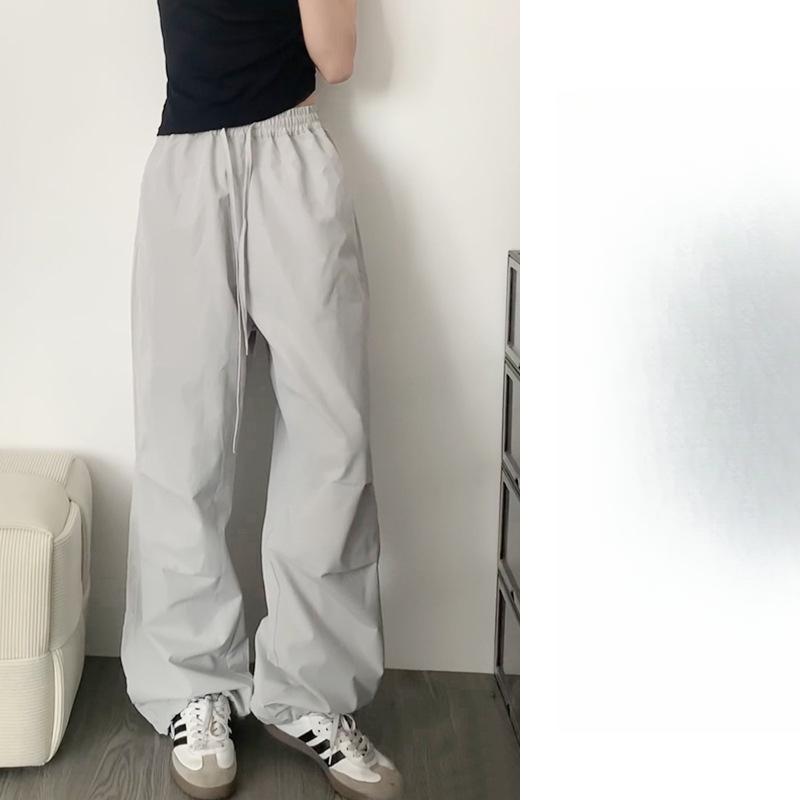 

Черные американские ретро брюки карго весна новые тонкие с высокой посадкой драпирующиеся тонкие слаксы спортивные штаны XL