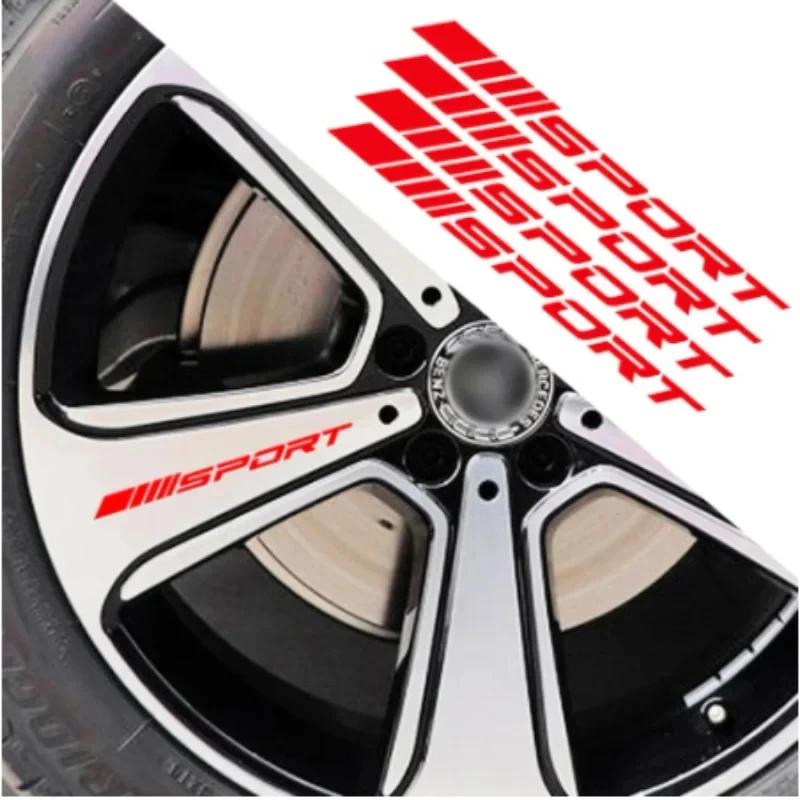 Fashion 4pc Car Stickers Wheel Wheels Sports Racing DIY Stripe Decoration Stickers Badge Car Styling Car SUV