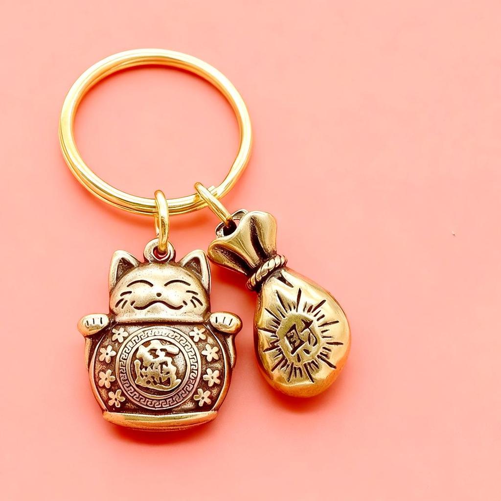 Retro Cute Cat Solid Brass Keychain & Pendant for Bags and Cars