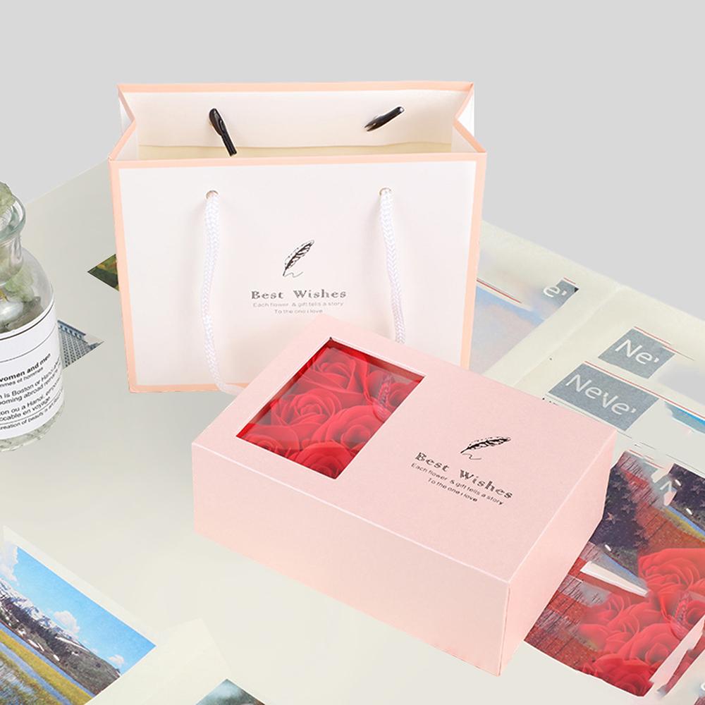 

Подарочная коробка для украшений в виде букета из 6 роз с открывающимся отделением для колец, ожерелий, серег - Романтический подарок на День святого Валентина 520 розовый