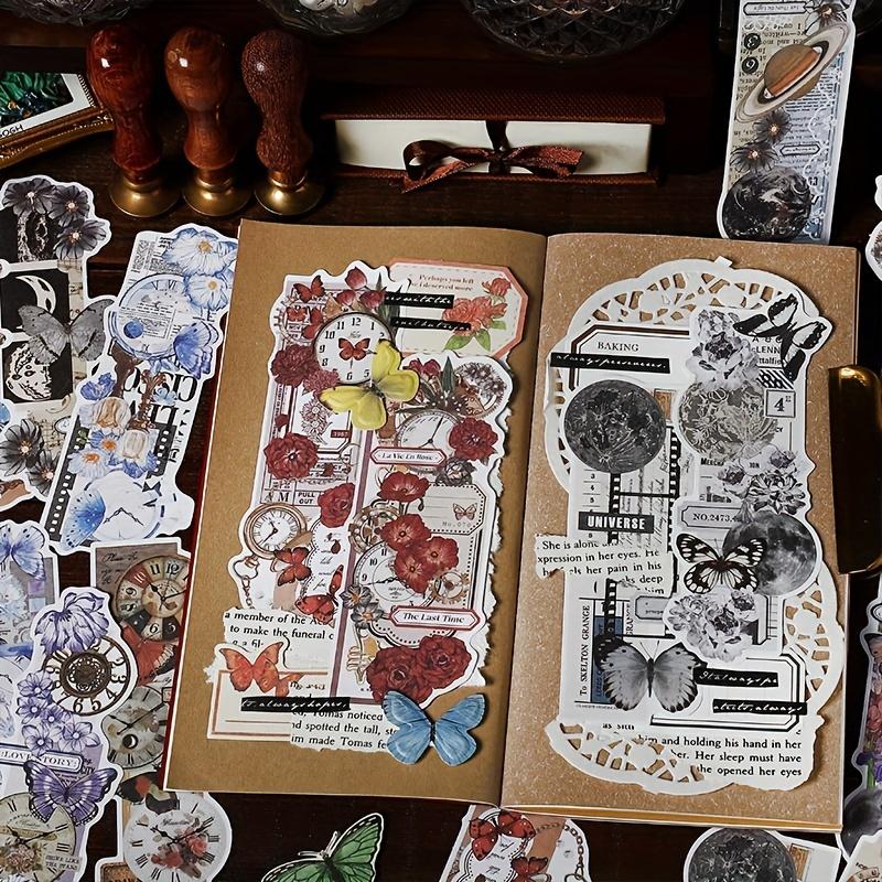 Vintage Creative Botanical Butterfly Flower Stickers for DIY Decorative Stickers (No Backing)