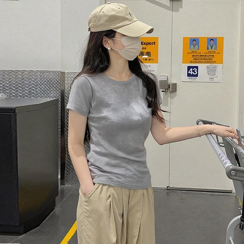 Cotton Short Sleeve T Shirt For Women With Slim Fit And Round Neck Summer Casual Style
