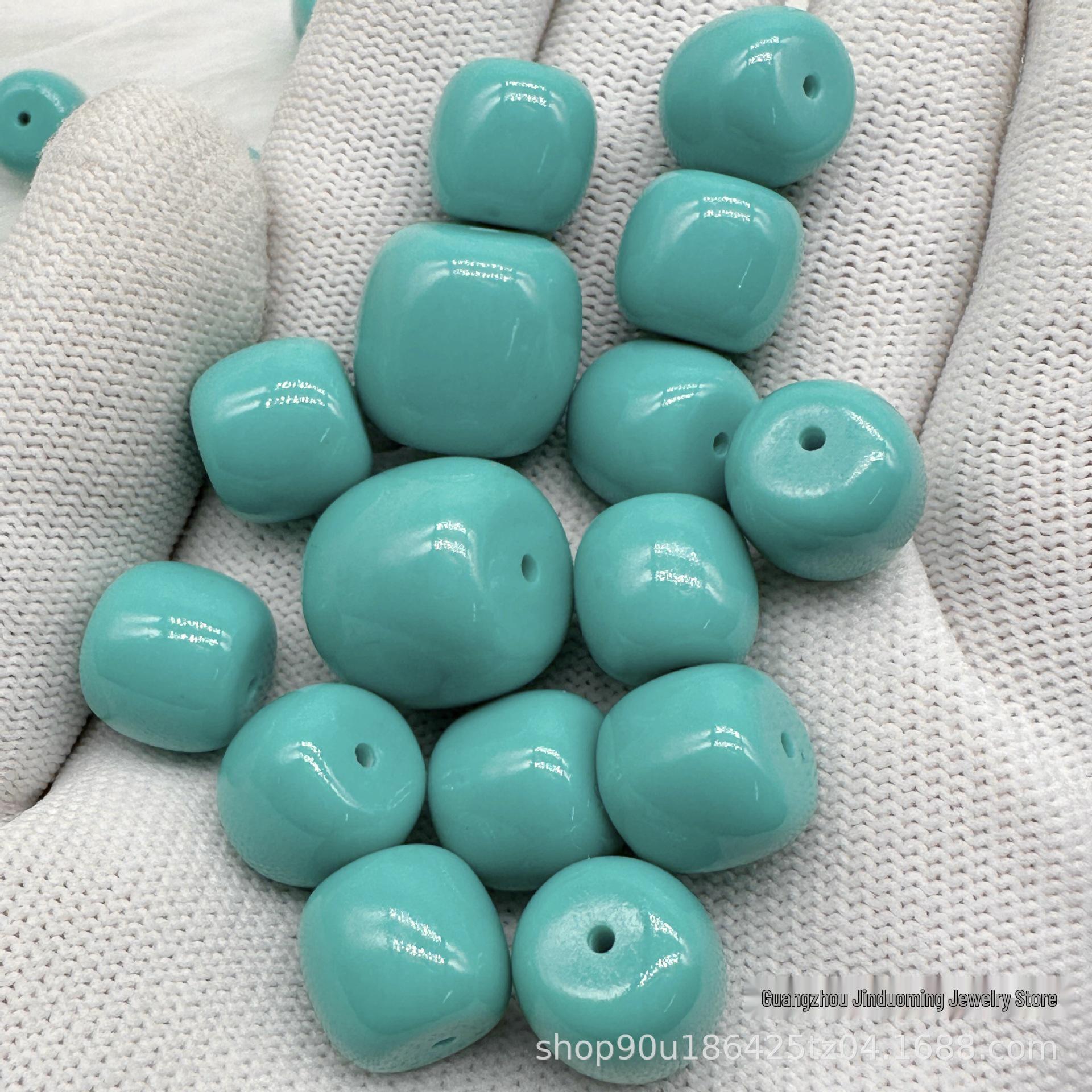Optimized Turquoise Magnesite Round Beads for DIY Crafts - Synthetic Plain Beads