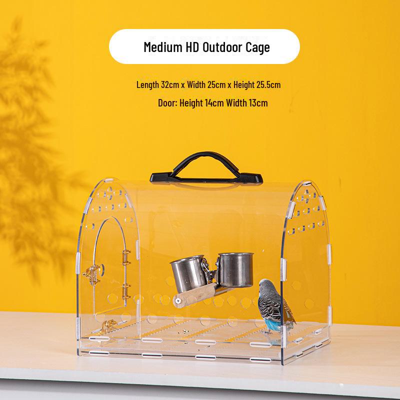 

Акриловая переносная прозрачная переноска для птиц - дизайн «Тигровая шкура черного цвета»