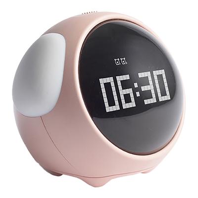 Desk Digital Led Alarm Clock Kids Student Pixel Expression Rechargeable Smart Night Light Abs Pc Silica Gel Home Decor