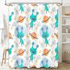 Space-themed shower curtain with cute monsters bathroom decor for kids room or home