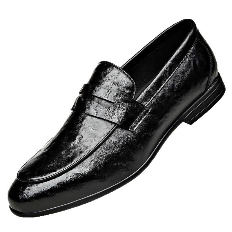 Spring and Summer Breathable Men's Shoes One Pedal Men's 2025 New Shoes Soft-faced Soft-soled Leather Shoes