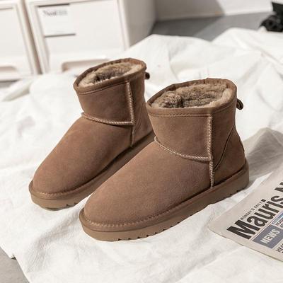 Unisex Wildleder Rindsleder Schneestiefel - Verdicktes Mid-Calf-Leder für Wärme, Ideal für kaltes Wetter