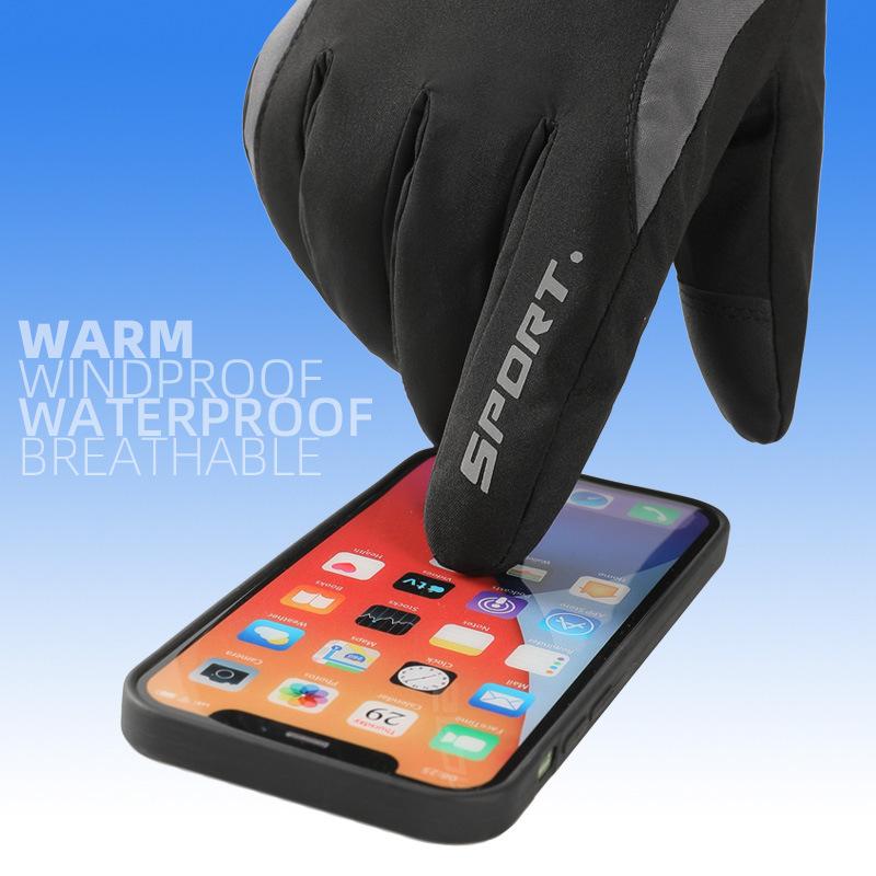Ski Gloves for Men and Women Outdoor Cycling Waterproof Cold proof Plus Velvet Thickened Touch Screen Warm Cycling Gloves
