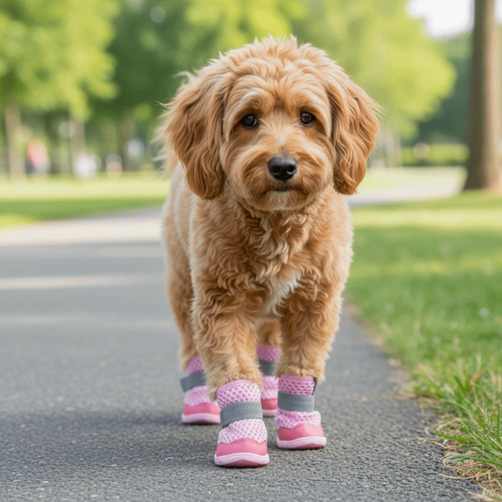 4pcs/set Breathable Anti-Slip Dog Boots Adjustable Dog Paw Protectors Pet Sneakers Training