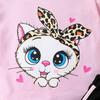 Girls Summer 2Pcs Outfit Cute Cartoon Print Crew Neck Short Sleeve Top and Shorts Set