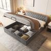 Velvet Upholstered Bed, 180*200cm, Buttoned Headboard, Double Bed, Hydraulic Bed with Storage, Slatted Frame, Gray[OLD SKU:29775960AAH]