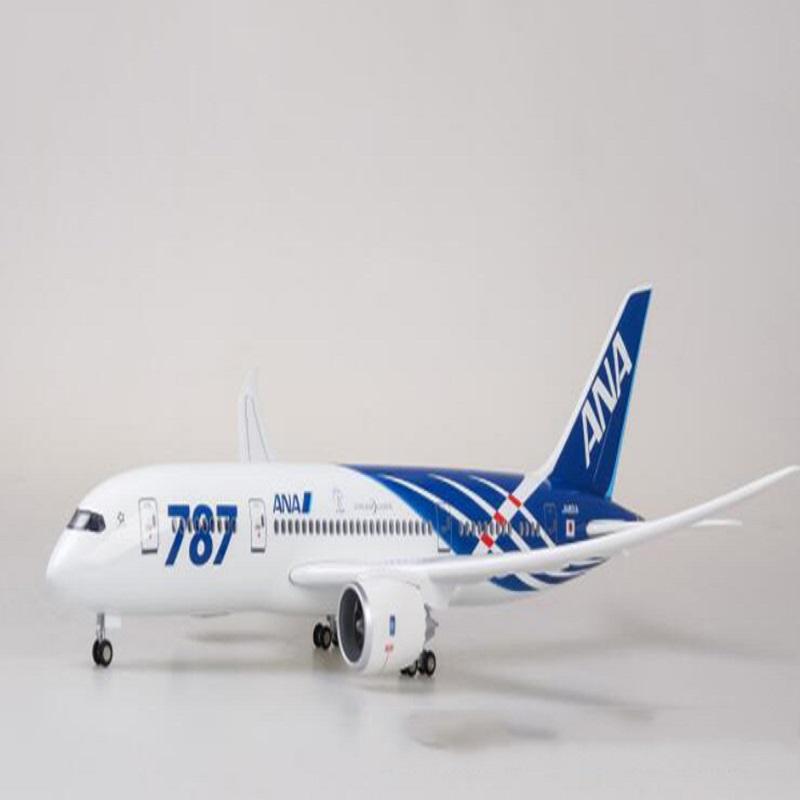 B787 Plane Model Airplane 1/130 Scale 18.5 Inchs All Nippon Airways Japan ANA Diecast Airplane Model with LED Light for Decor